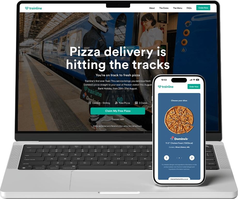 Trainline × Domino's - Website, Digital Marketing, Responsive 