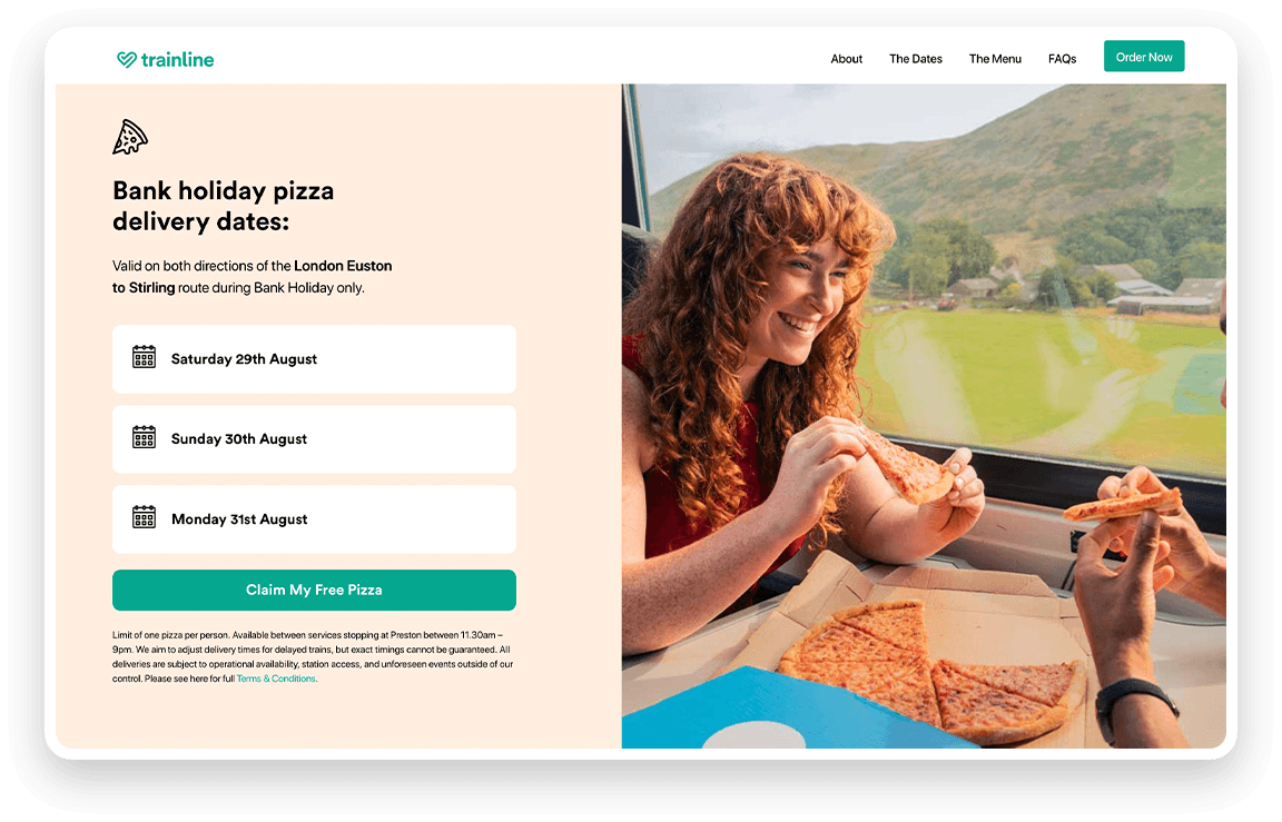 Trainline × Domino's - Website, Digital Marketing, Responsive 