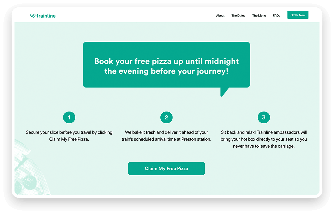 Trainline × Domino's - Website, Digital Marketing, Responsive 