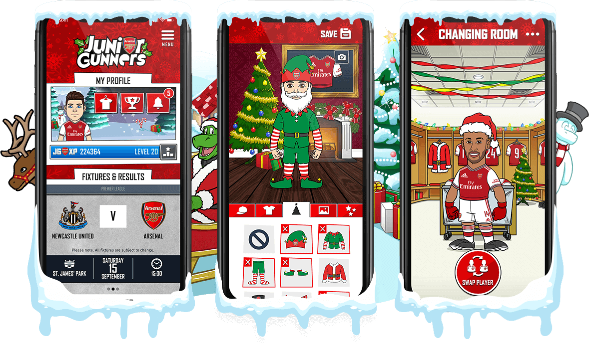 Junior Gunners Christmas - Youth Engagement, Gamification, Mobile App 
