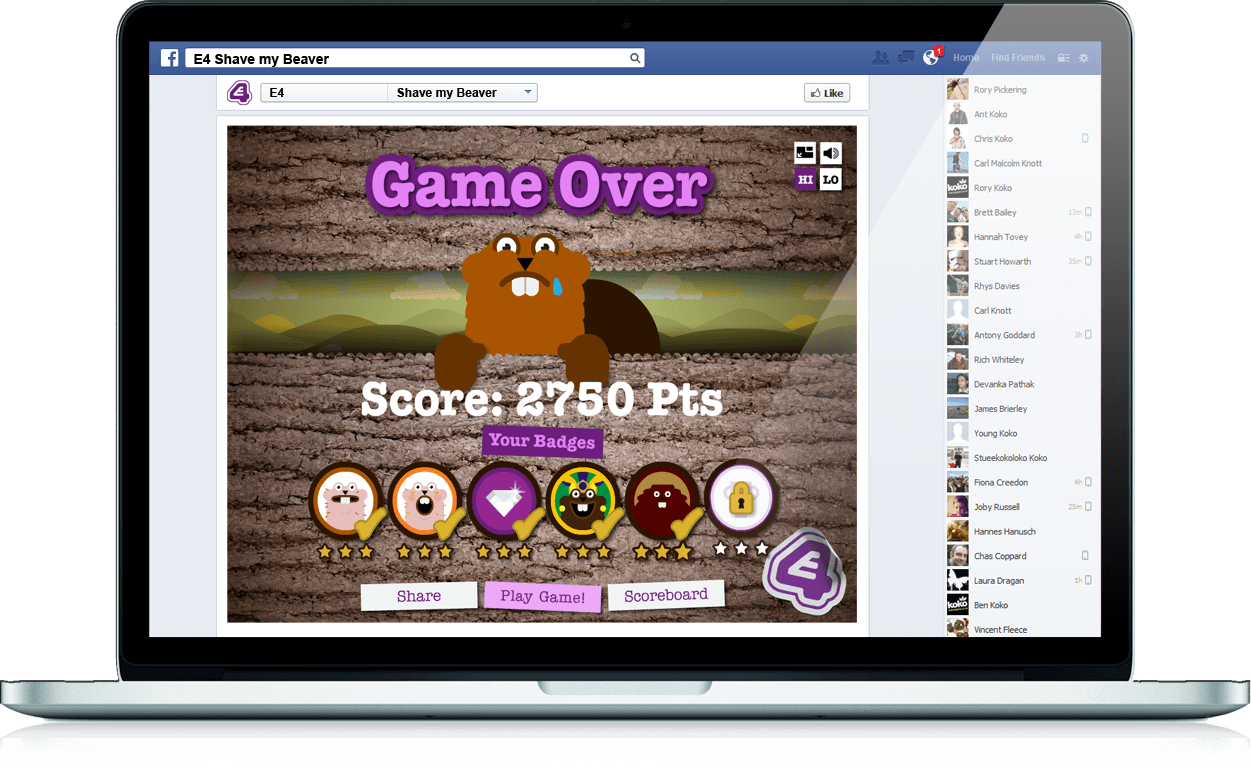 Shave My Beaver - Branded Games, Social App, Facebook 