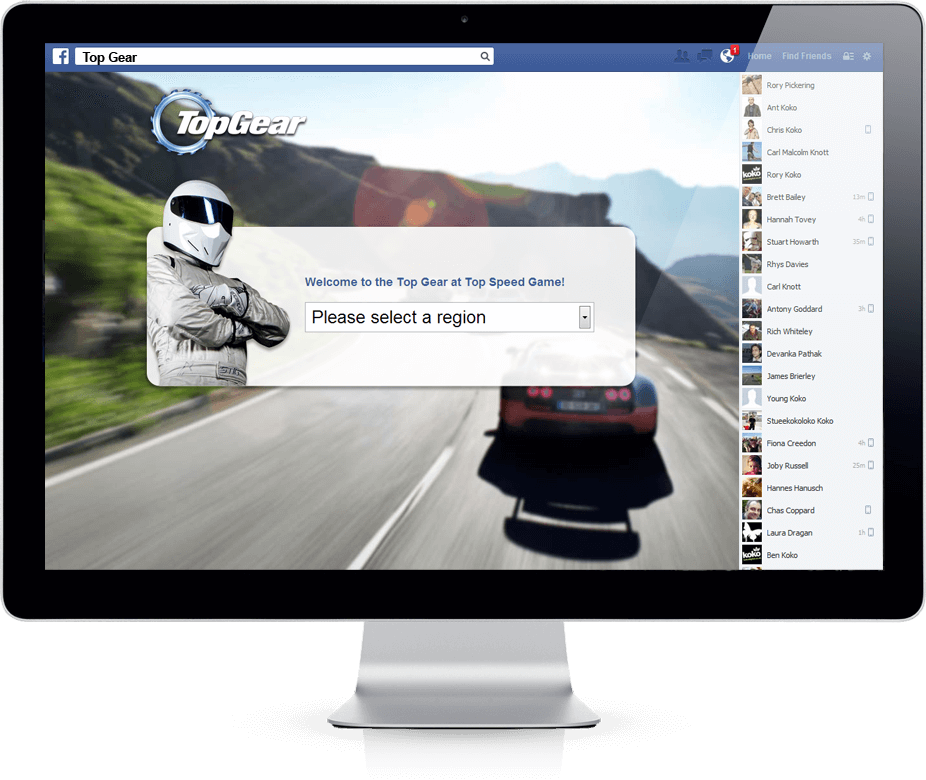 BBC Top Gear Game - Facebook, Viral Game, Competition 